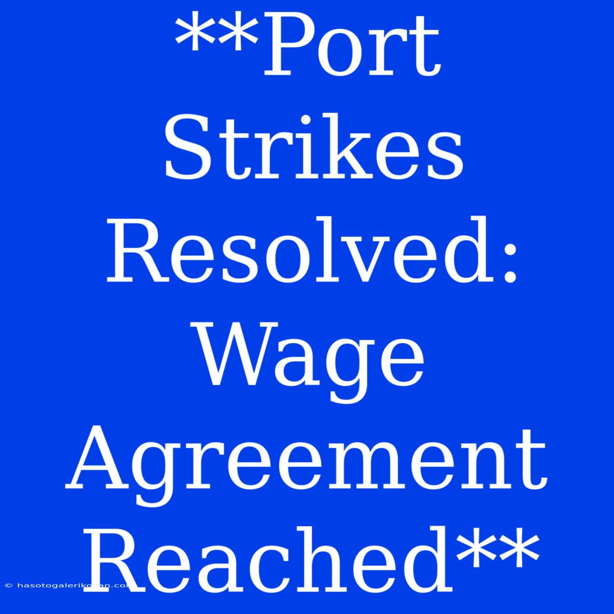 **Port Strikes Resolved: Wage Agreement Reached**