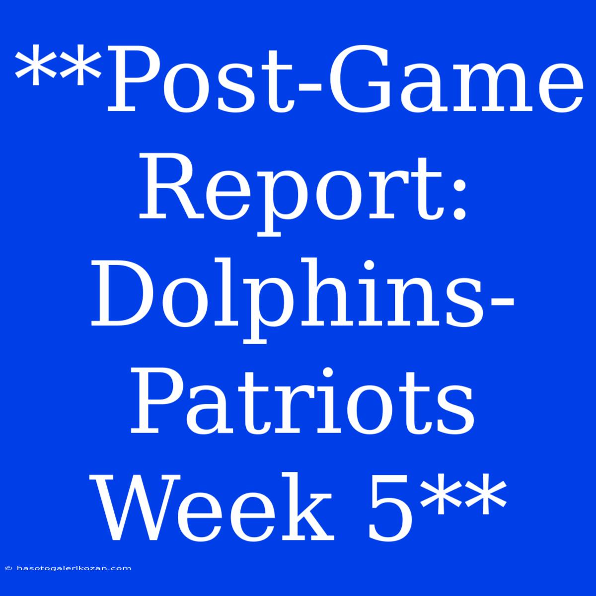 **Post-Game Report: Dolphins-Patriots Week 5**