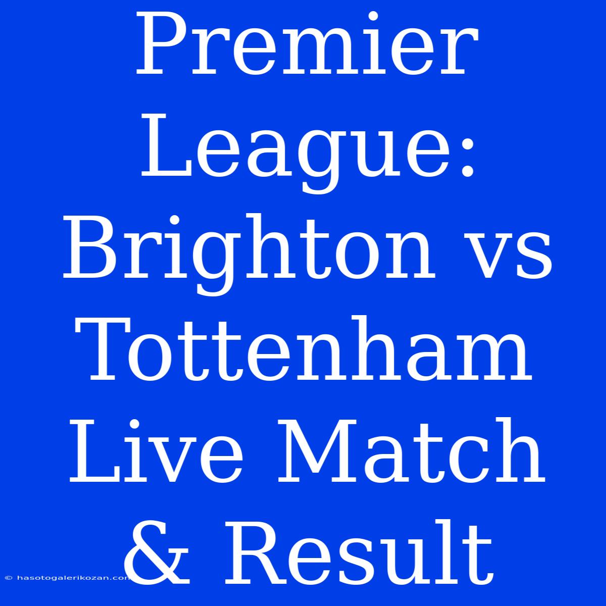 Premier League: Brighton Vs Tottenham Live Match & Result