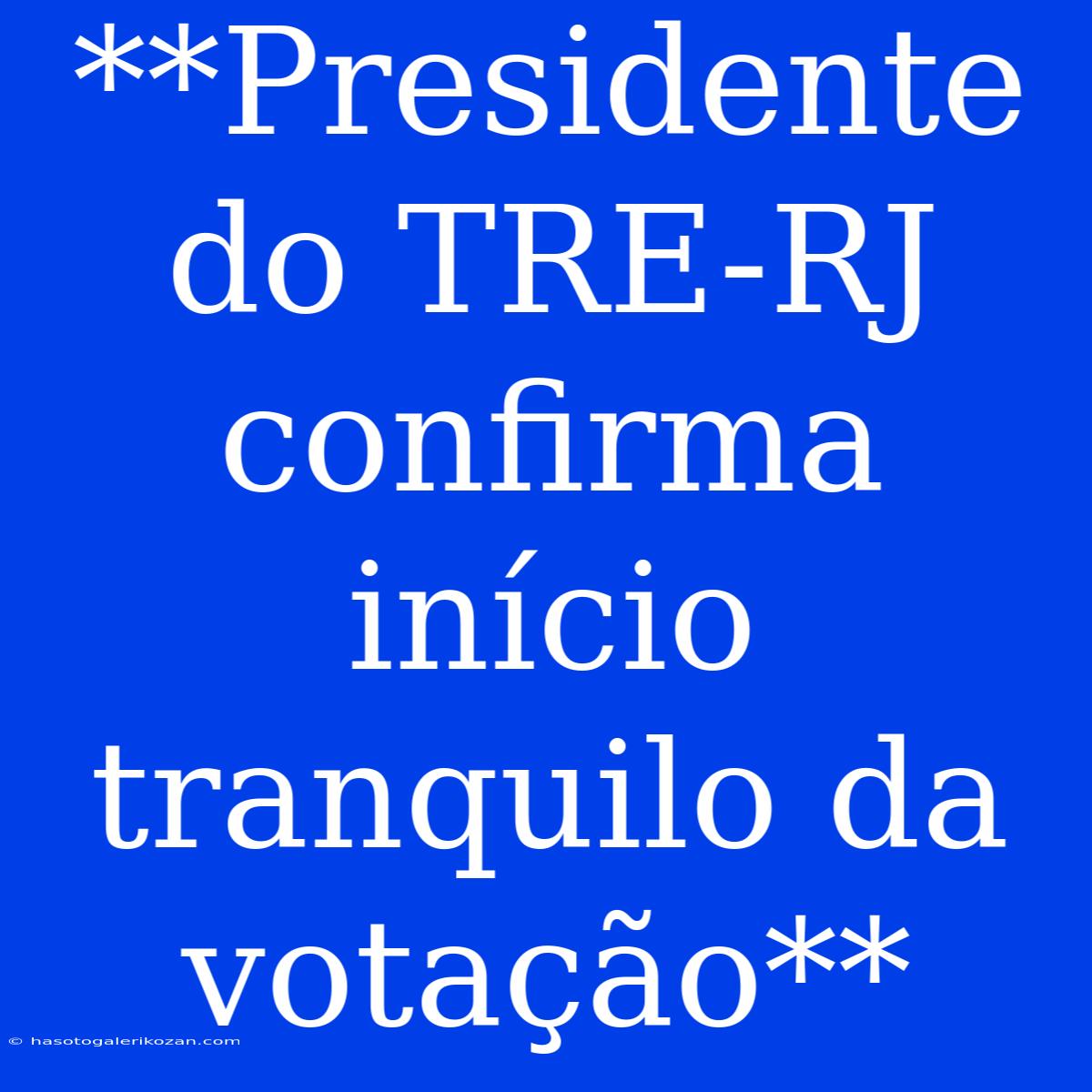 **Presidente Do TRE-RJ Confirma Início Tranquilo Da Votação**