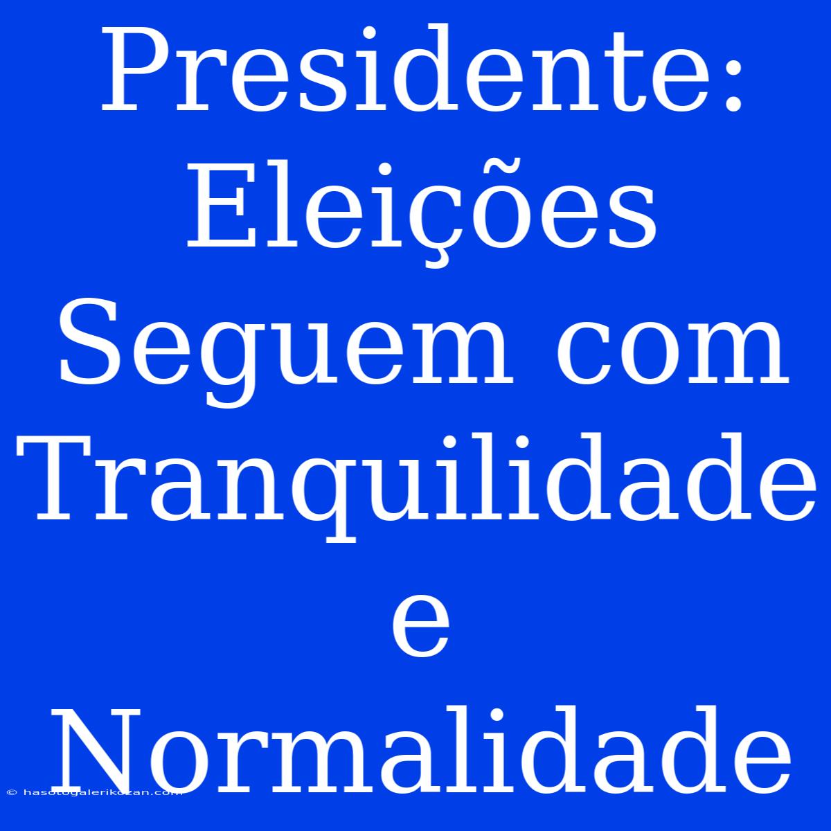 Presidente: Eleições Seguem Com Tranquilidade E Normalidade 