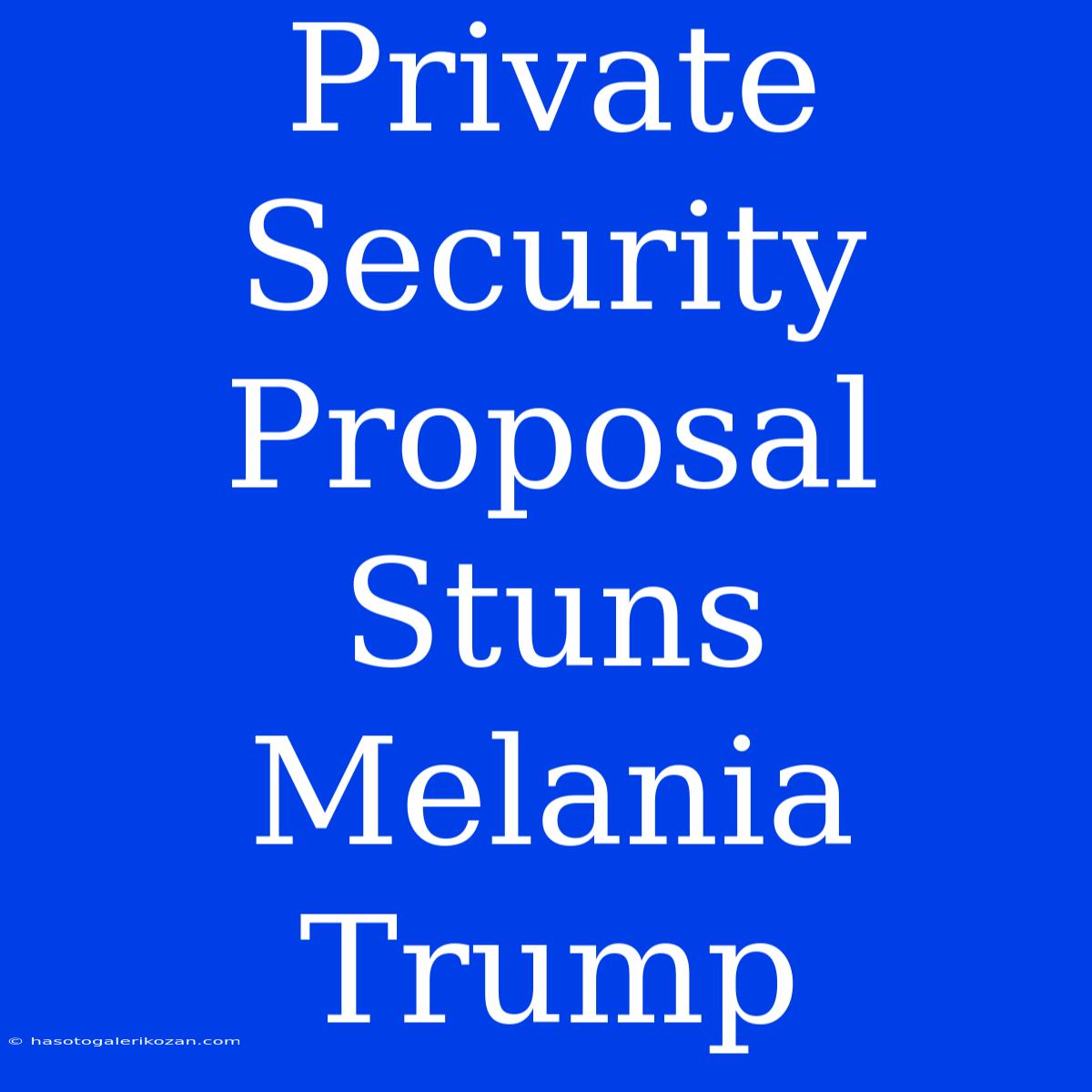 Private Security Proposal Stuns Melania Trump