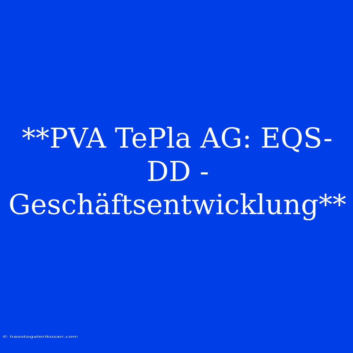 **PVA TePla AG: EQS-DD - Geschäftsentwicklung**