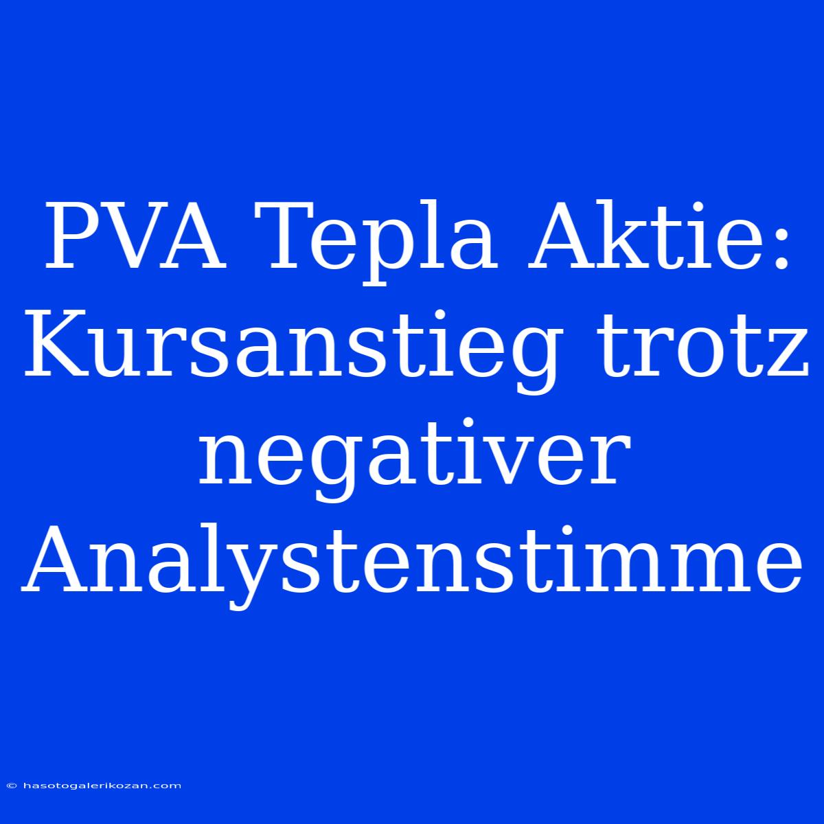 PVA Tepla Aktie: Kursanstieg Trotz Negativer Analystenstimme