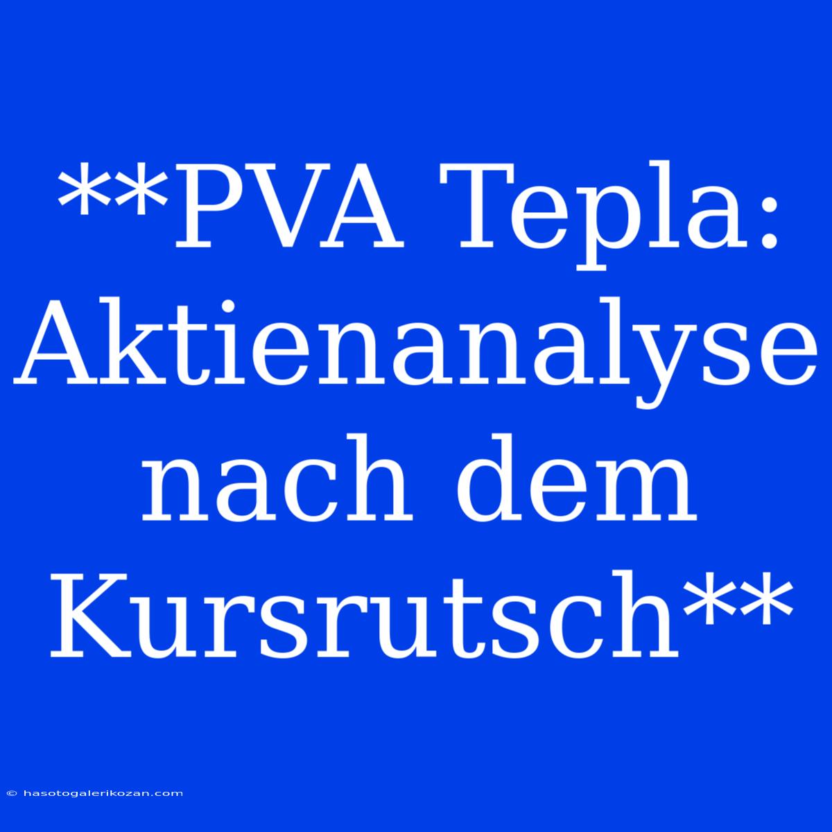 **PVA Tepla: Aktienanalyse Nach Dem Kursrutsch** 