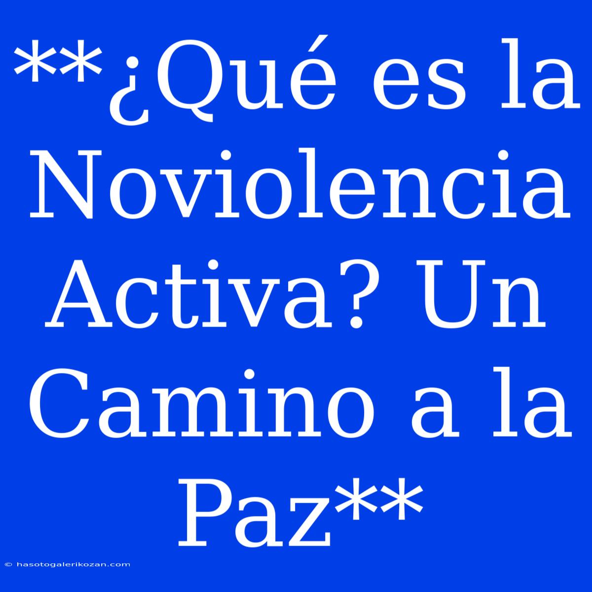 **¿Qué Es La Noviolencia Activa? Un Camino A La Paz**