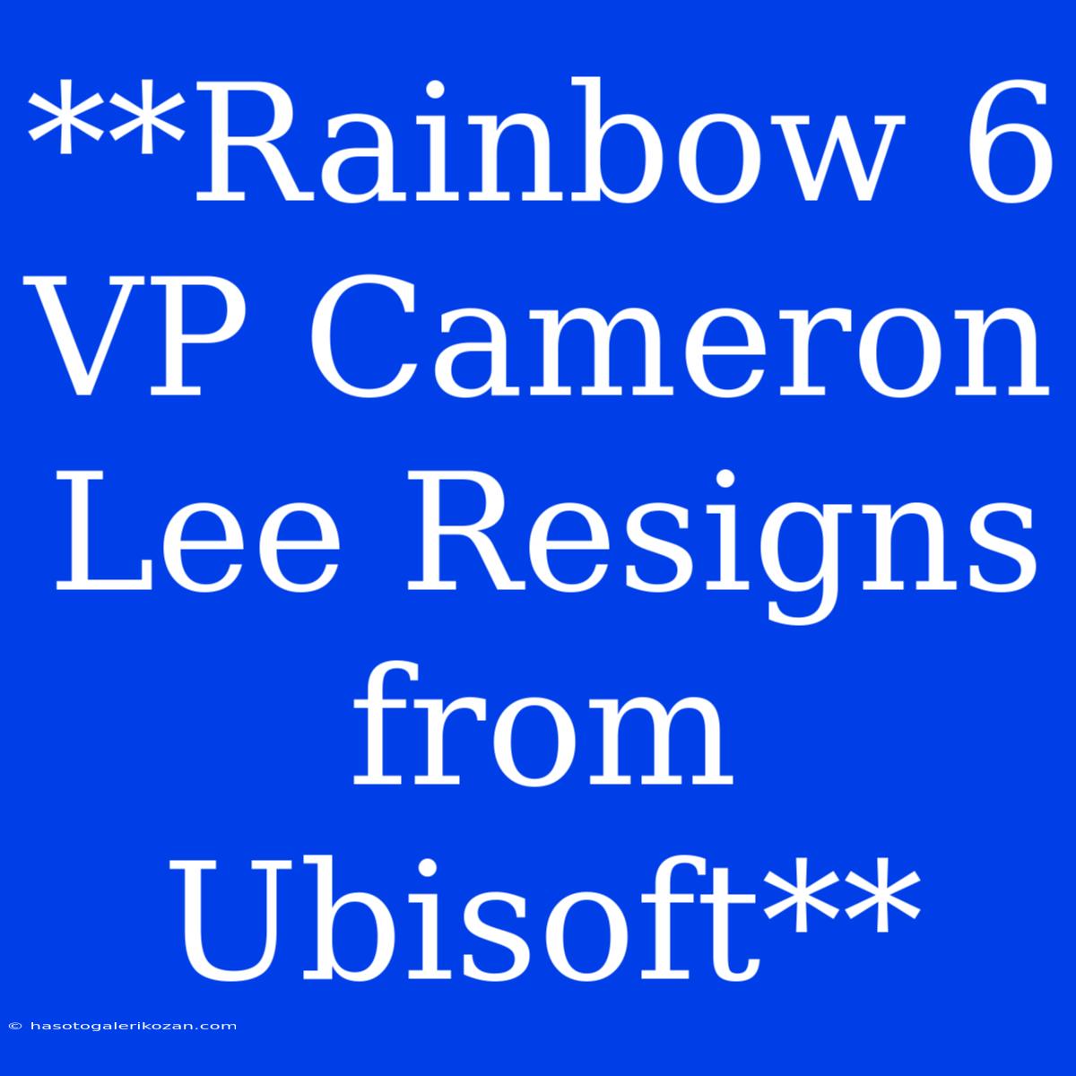 **Rainbow 6 VP Cameron Lee Resigns From Ubisoft**