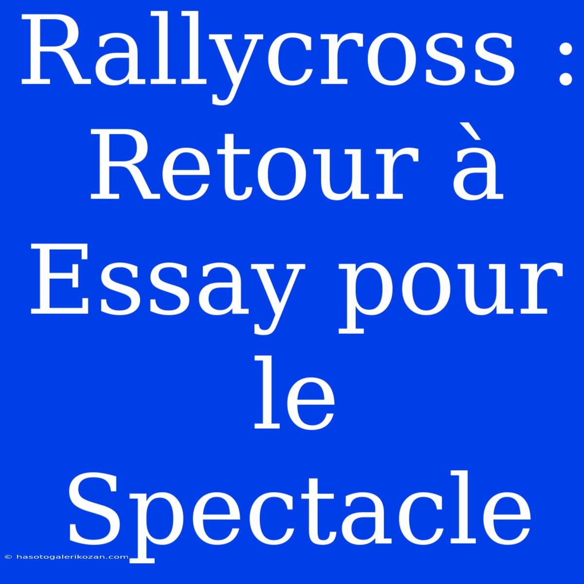 Rallycross : Retour À Essay Pour Le Spectacle 