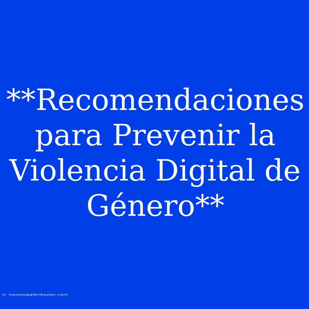 **Recomendaciones Para Prevenir La Violencia Digital De Género**