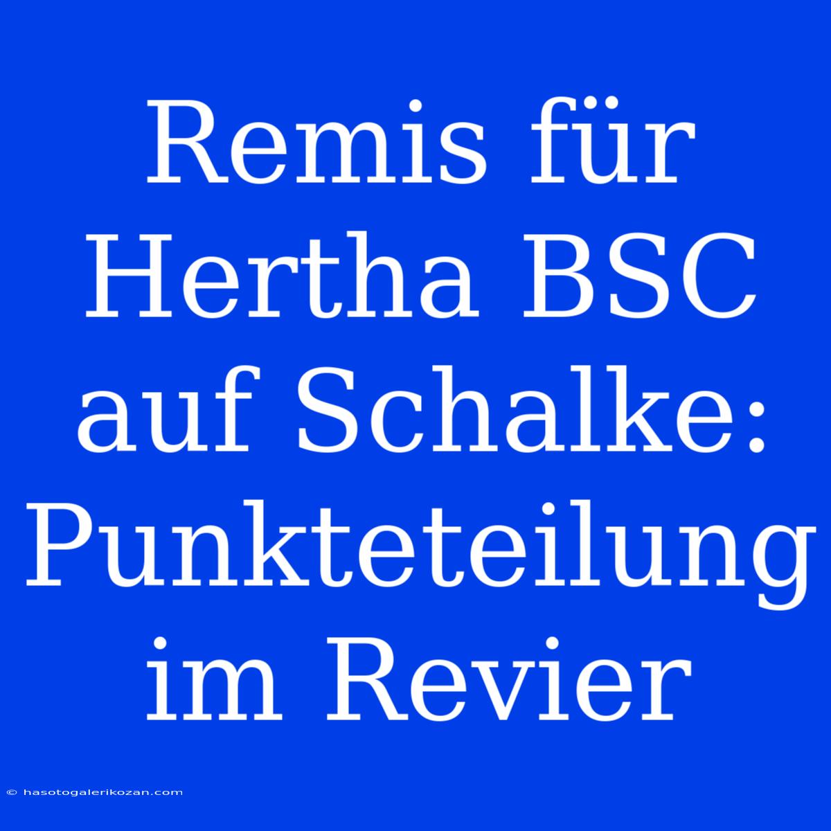 Remis Für Hertha BSC Auf Schalke: Punkteteilung Im Revier