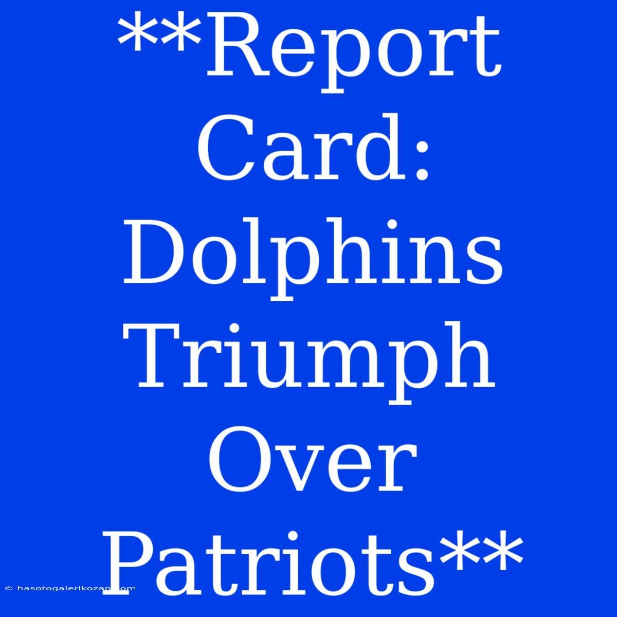 **Report Card: Dolphins Triumph Over Patriots**