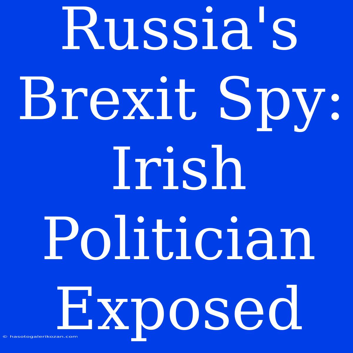 Russia's Brexit Spy: Irish Politician Exposed