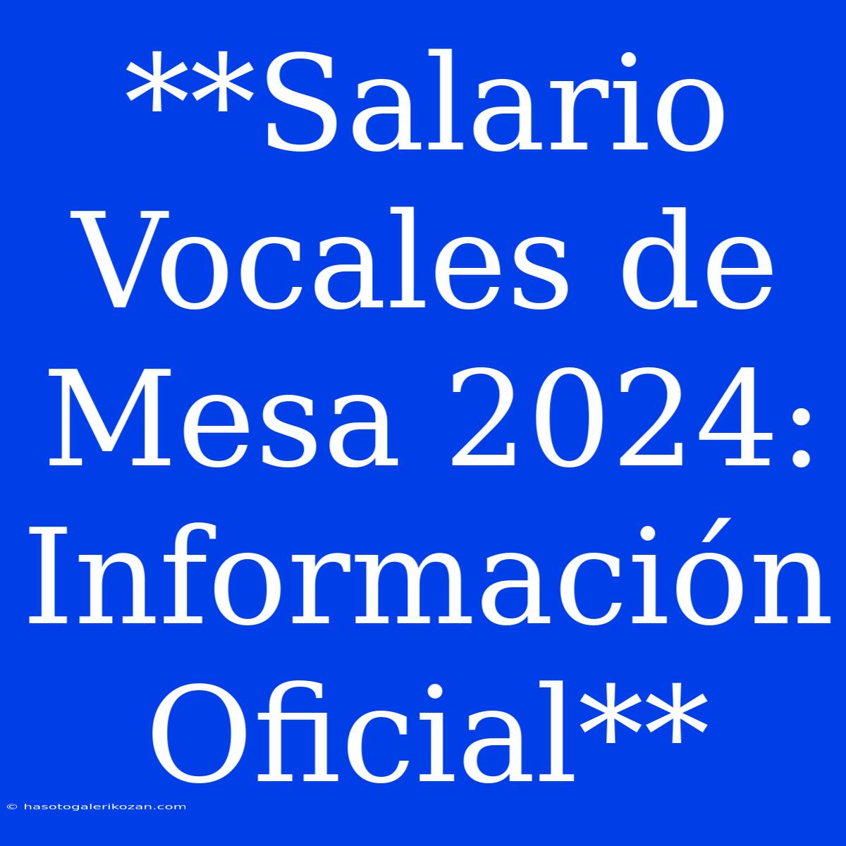 **Salario Vocales De Mesa 2024: Información Oficial**