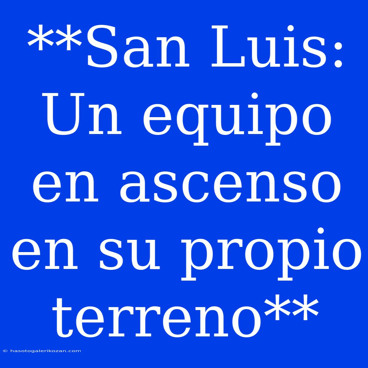 **San Luis: Un Equipo En Ascenso En Su Propio Terreno**