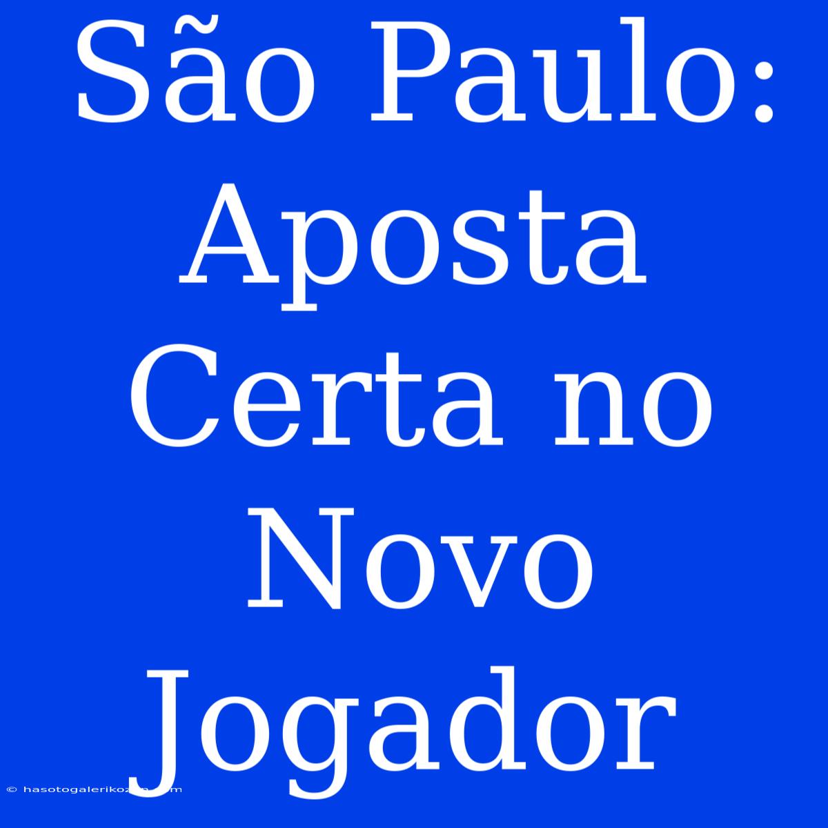 São Paulo:  Aposta Certa No Novo Jogador