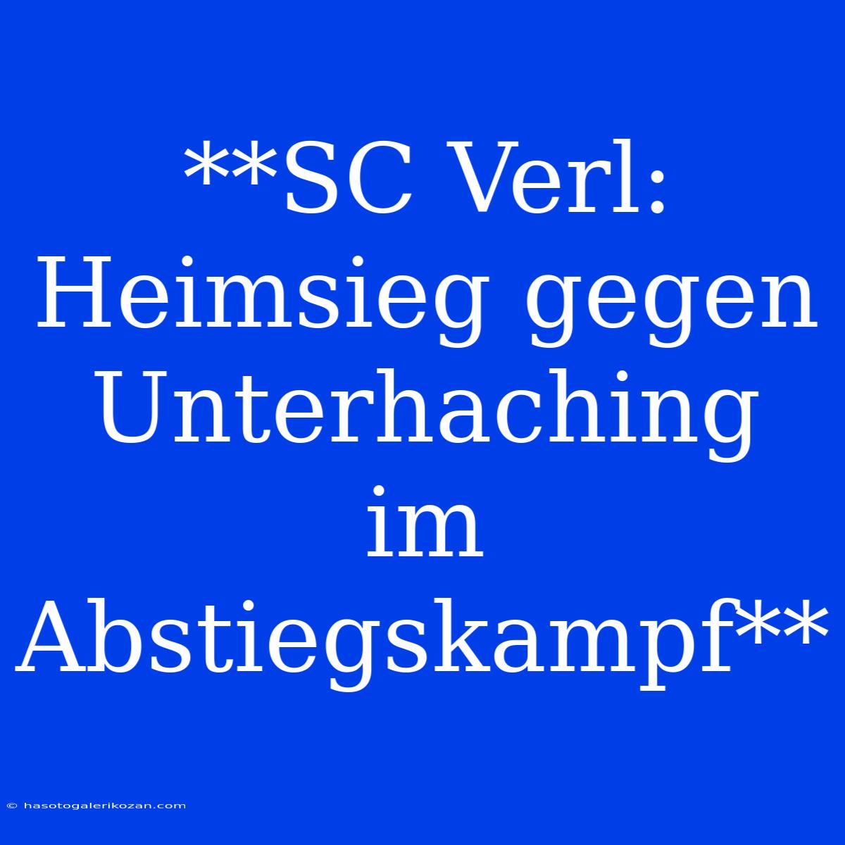 **SC Verl: Heimsieg Gegen Unterhaching Im Abstiegskampf**