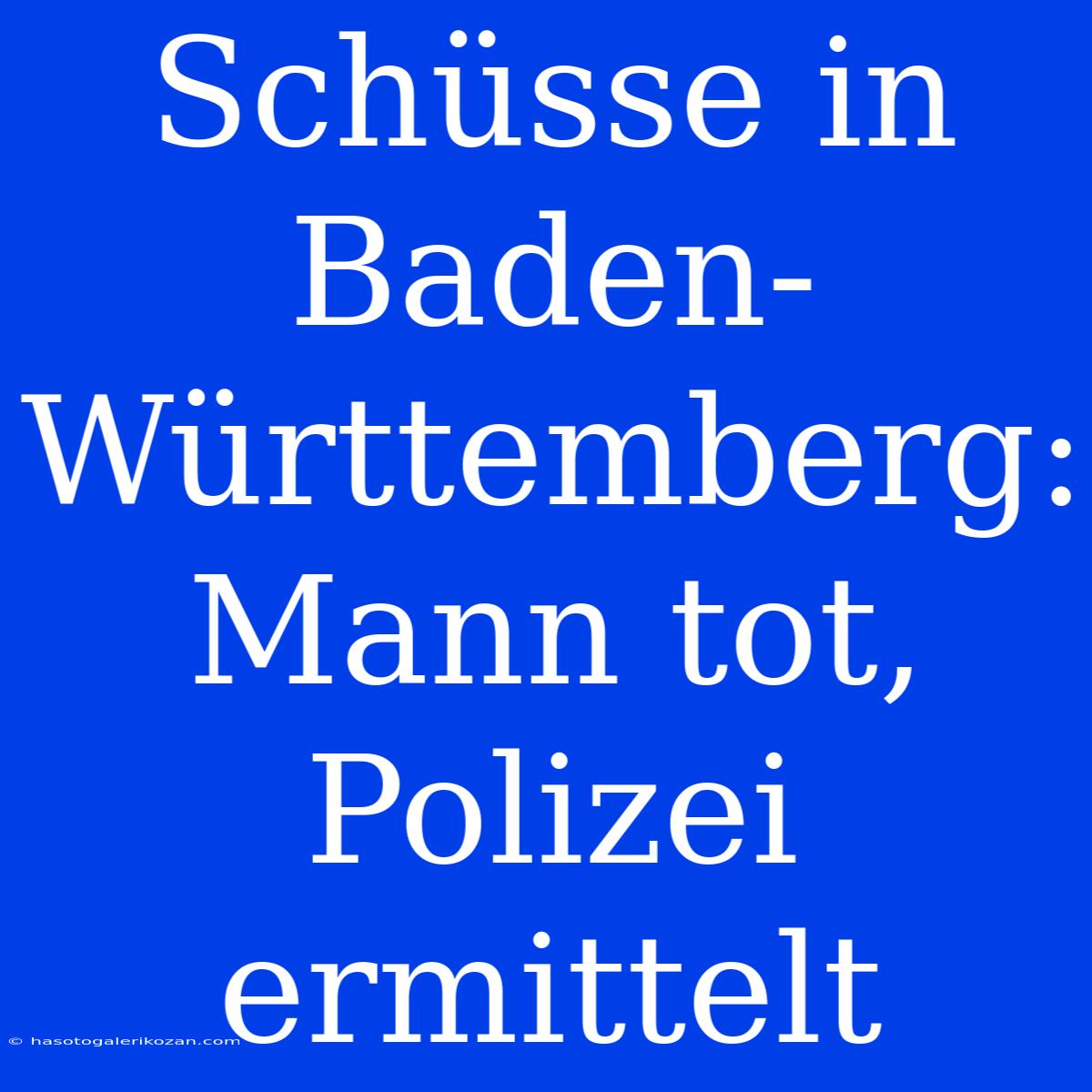 Schüsse In Baden-Württemberg: Mann Tot, Polizei Ermittelt