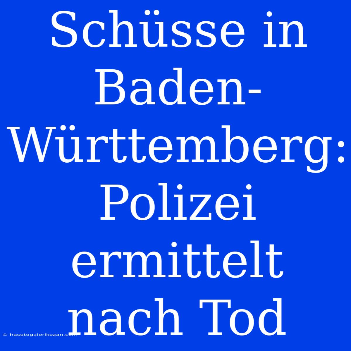 Schüsse In Baden-Württemberg: Polizei Ermittelt Nach Tod