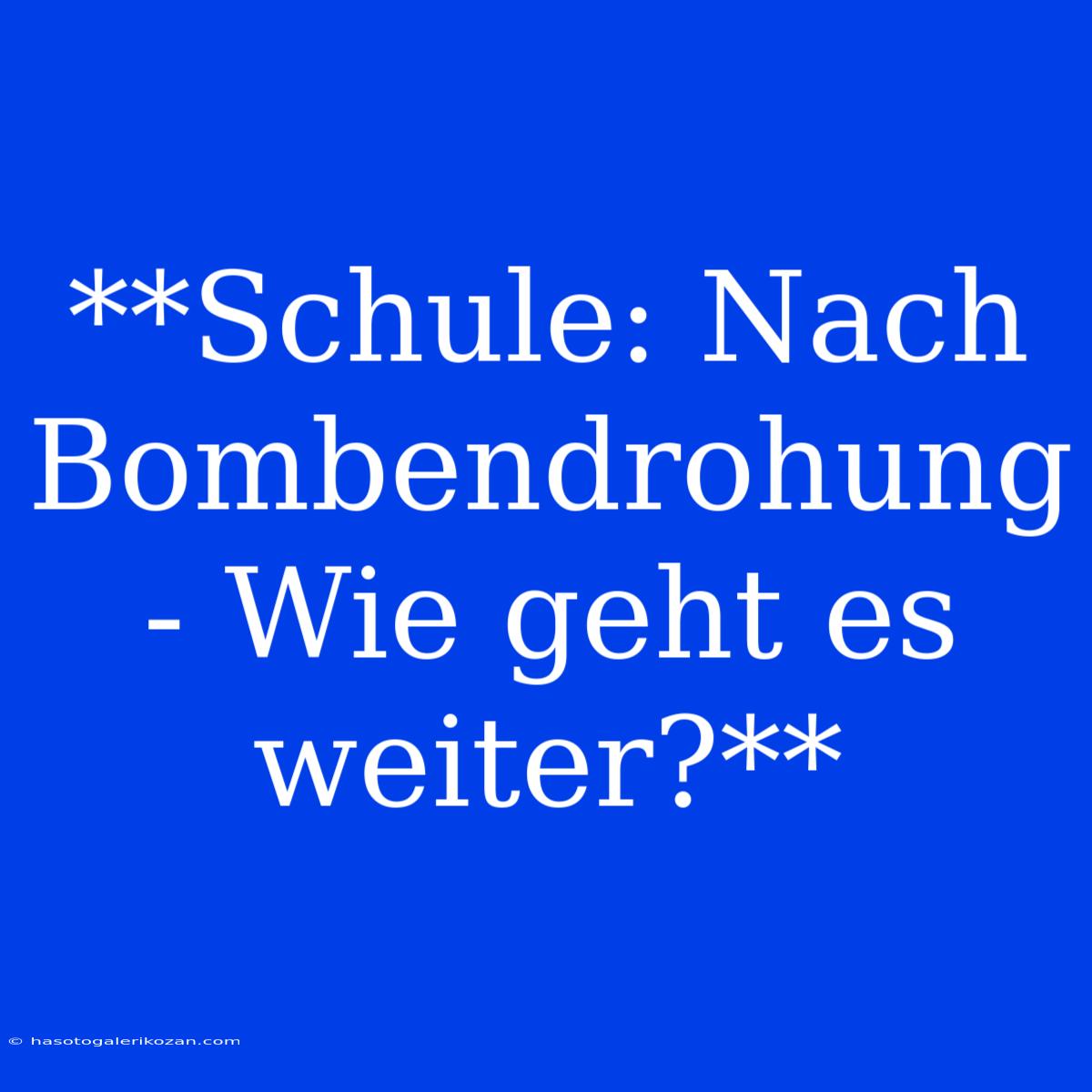 **Schule: Nach Bombendrohung - Wie Geht Es Weiter?**