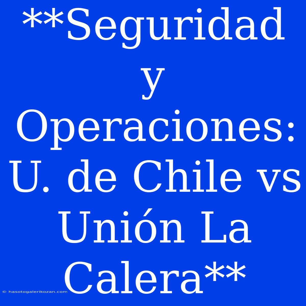 **Seguridad Y Operaciones: U. De Chile Vs Unión La Calera**