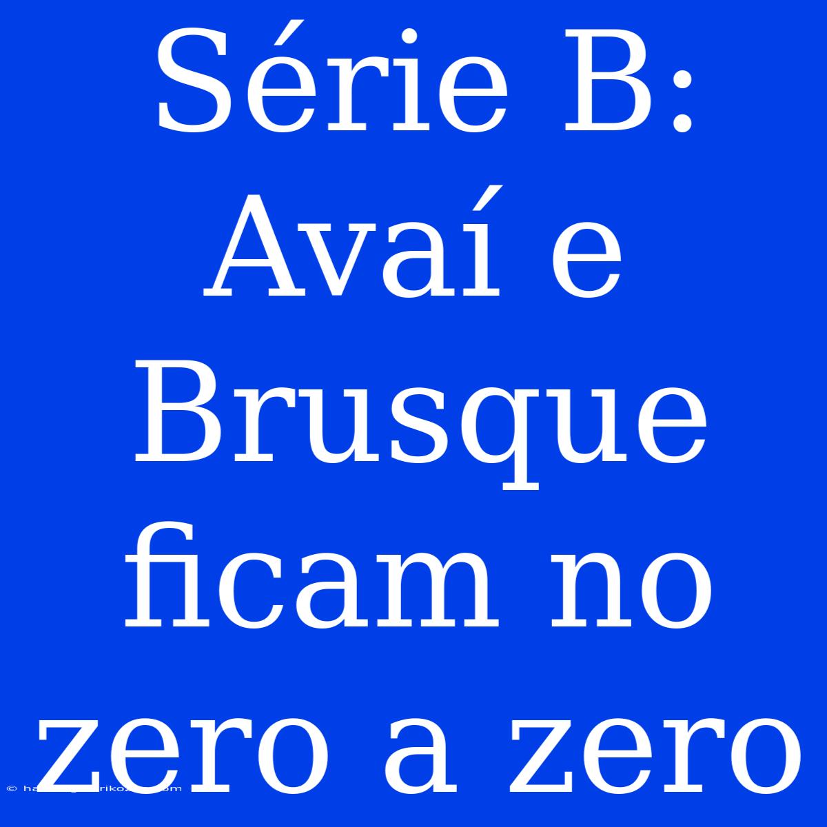 Série B: Avaí E Brusque Ficam No Zero A Zero 