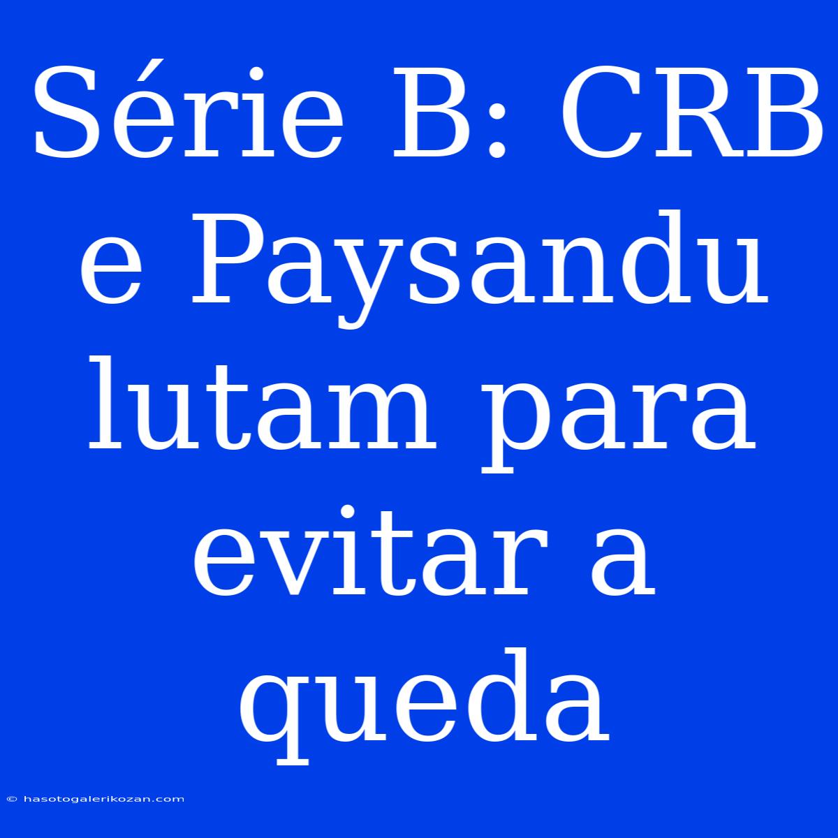 Série B: CRB E Paysandu Lutam Para Evitar A Queda