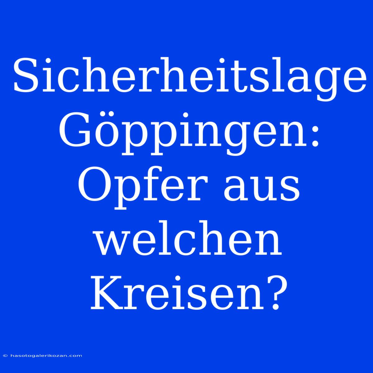 Sicherheitslage Göppingen: Opfer Aus Welchen Kreisen?