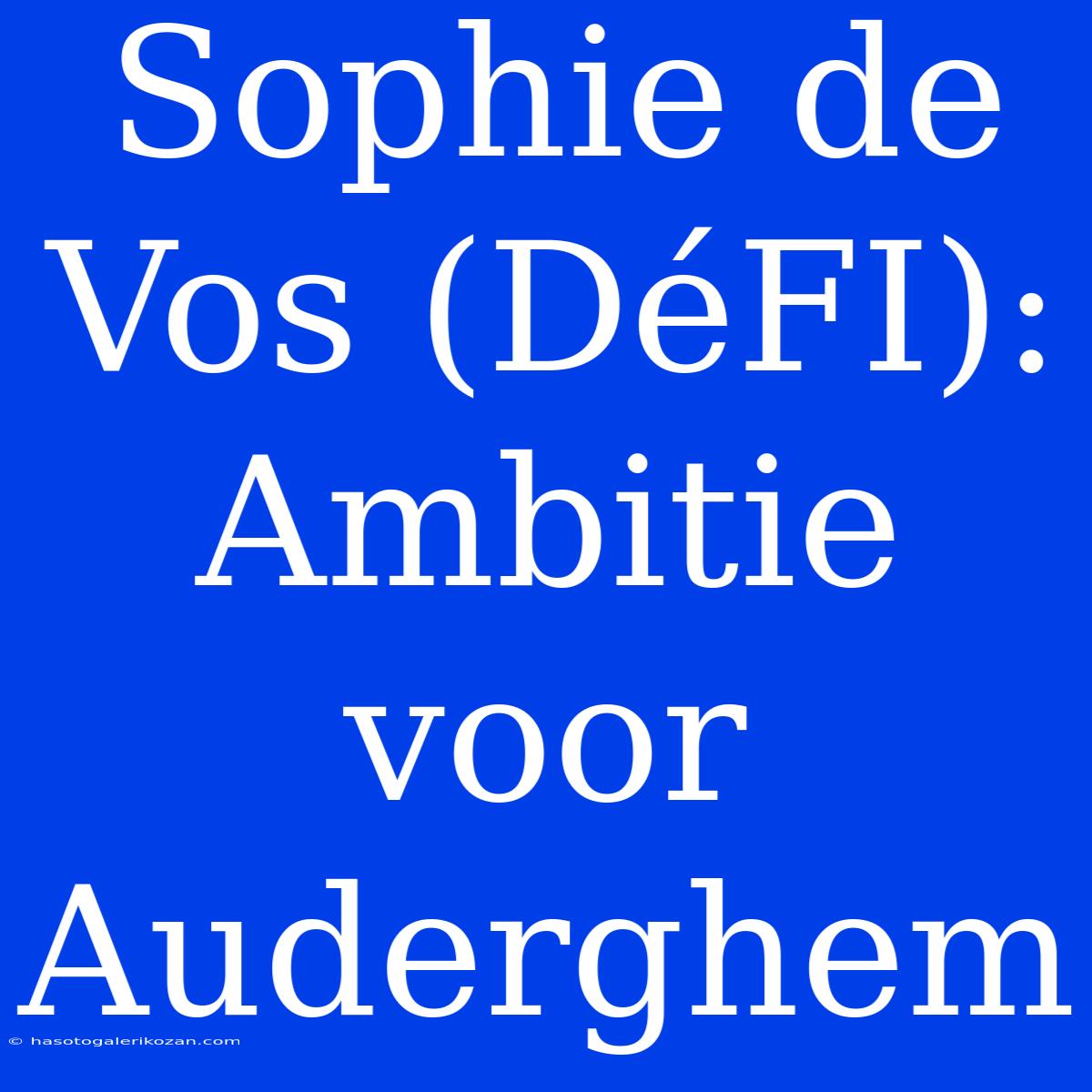 Sophie De Vos (DéFI): Ambitie Voor Auderghem