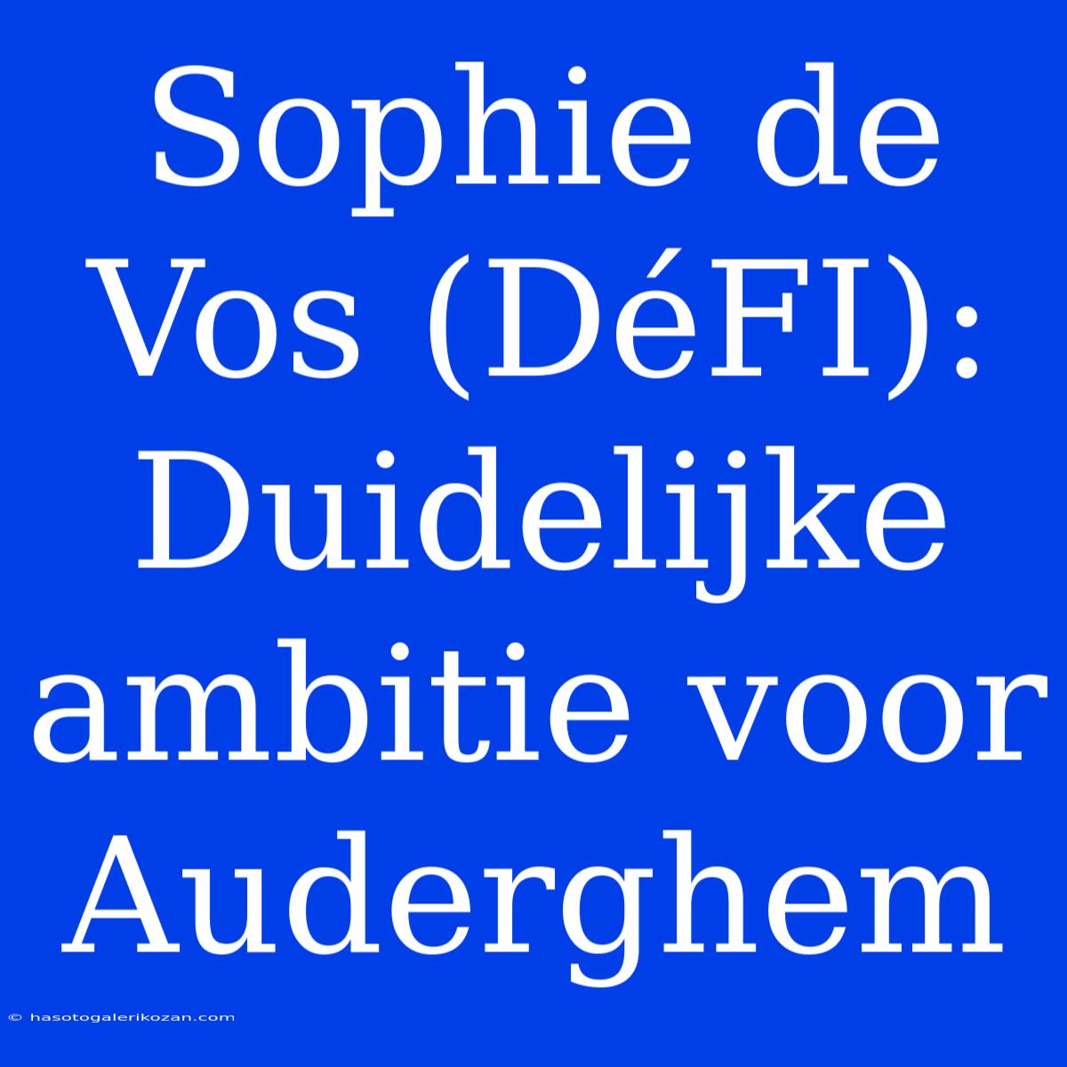 Sophie De Vos (DéFI):  Duidelijke Ambitie Voor Auderghem