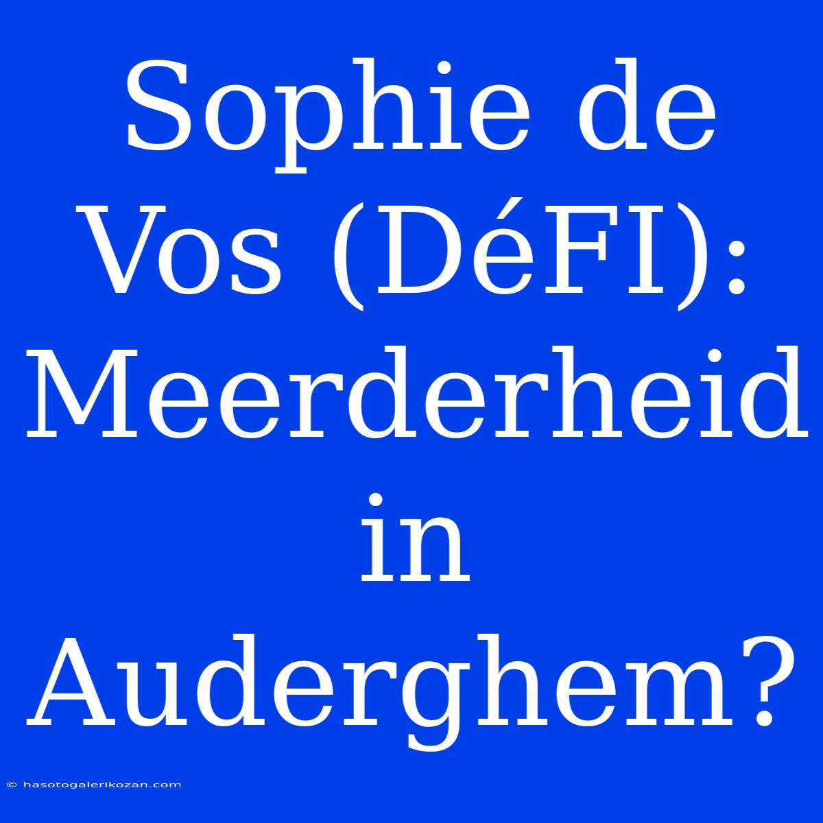 Sophie De Vos (DéFI): Meerderheid In Auderghem?