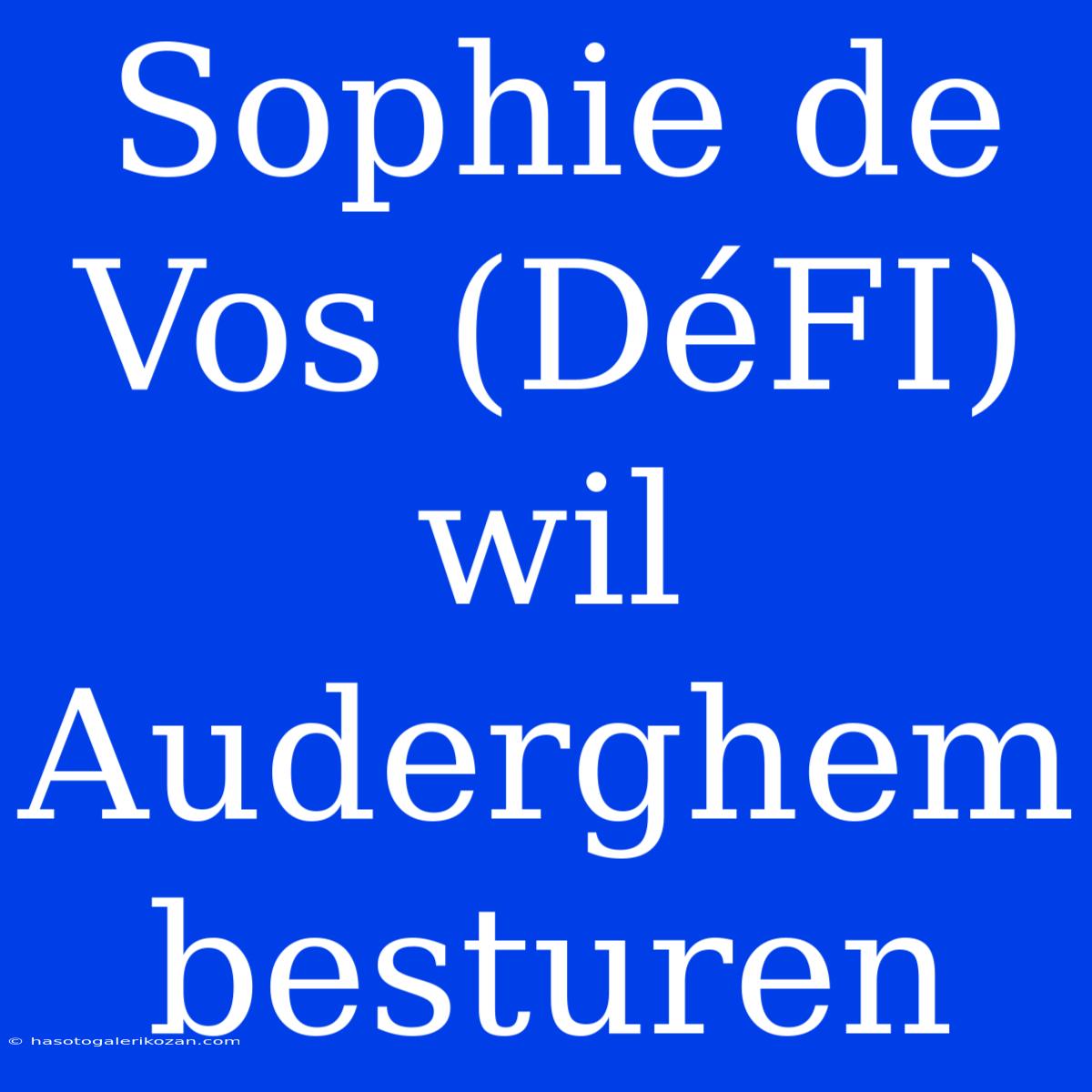 Sophie De Vos (DéFI) Wil Auderghem Besturen