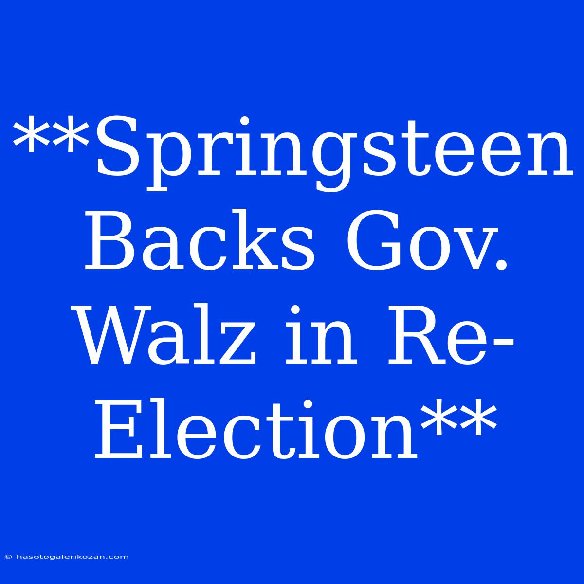 **Springsteen Backs Gov. Walz In Re-Election**