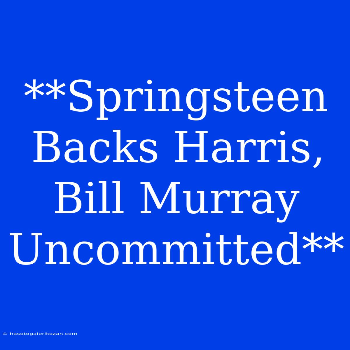 **Springsteen Backs Harris, Bill Murray Uncommitted**