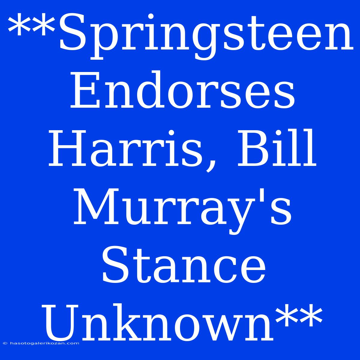 **Springsteen Endorses Harris, Bill Murray's Stance Unknown** 