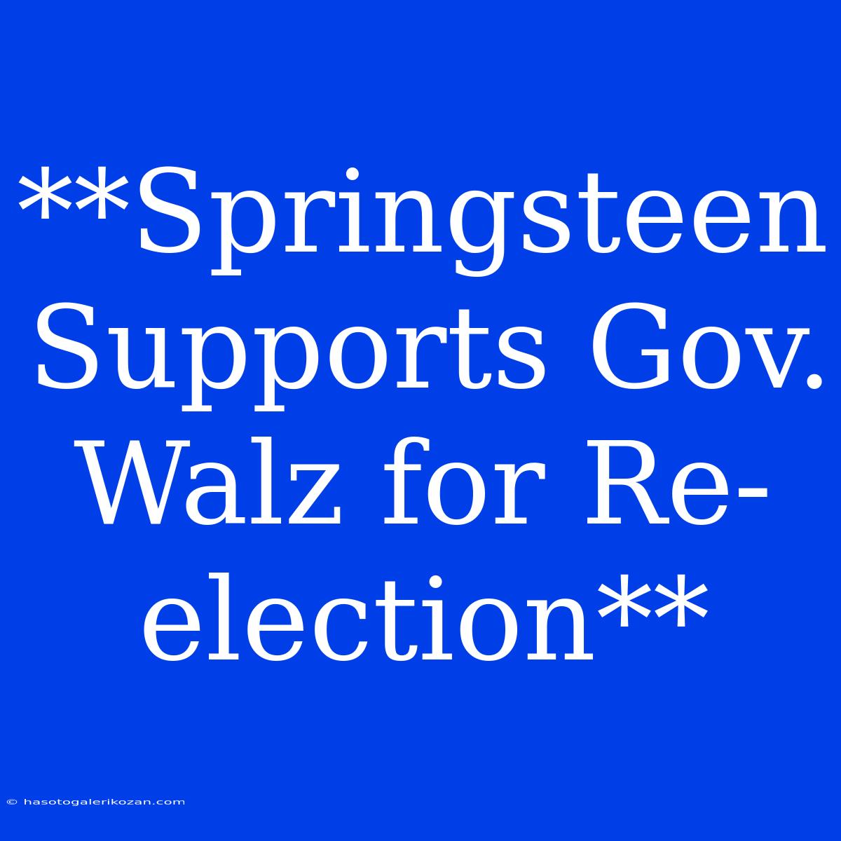 **Springsteen Supports Gov. Walz For Re-election**