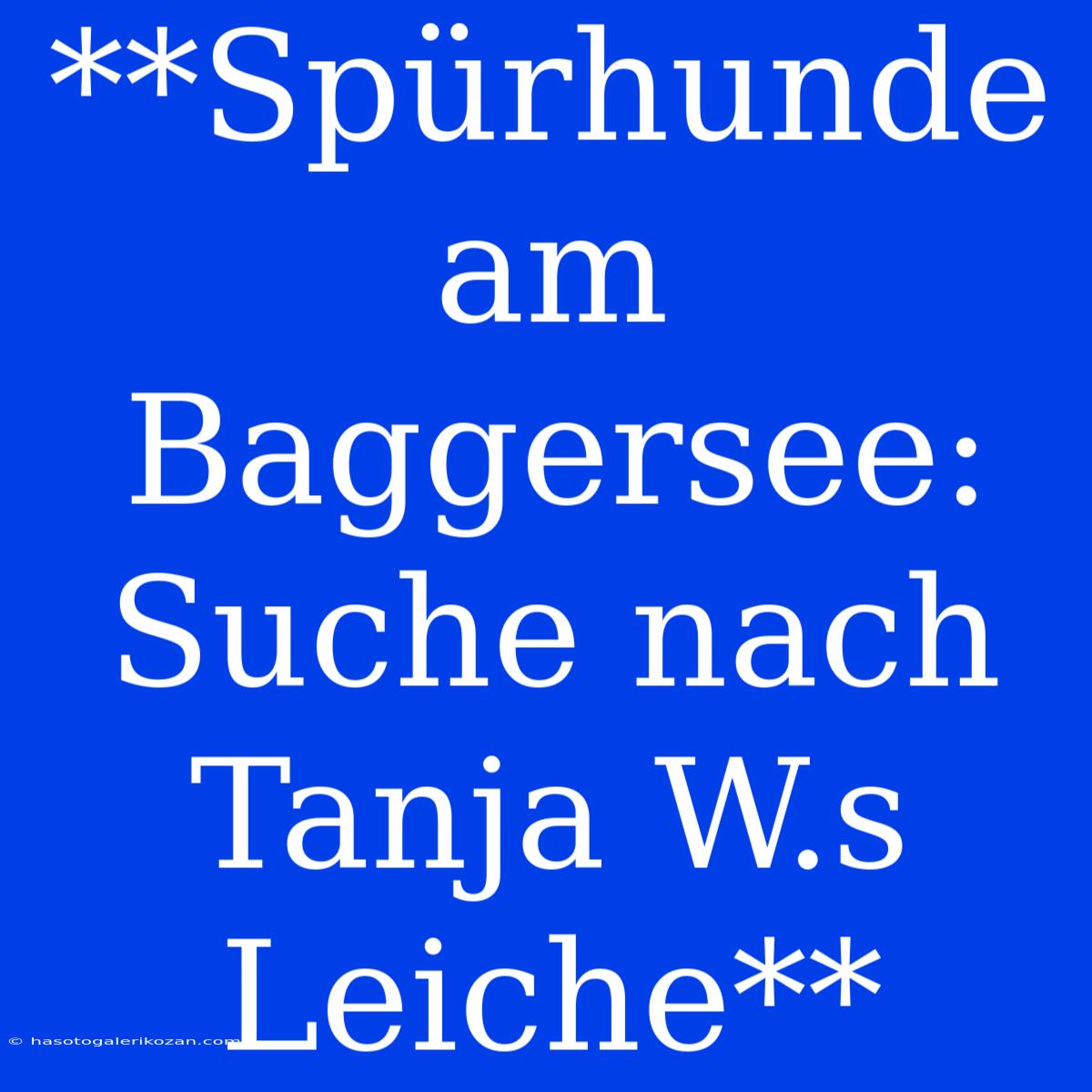 **Spürhunde Am Baggersee: Suche Nach Tanja W.s Leiche**