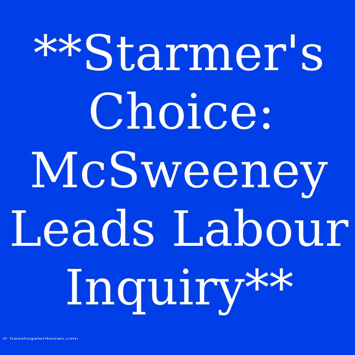 **Starmer's Choice: McSweeney Leads Labour Inquiry** 