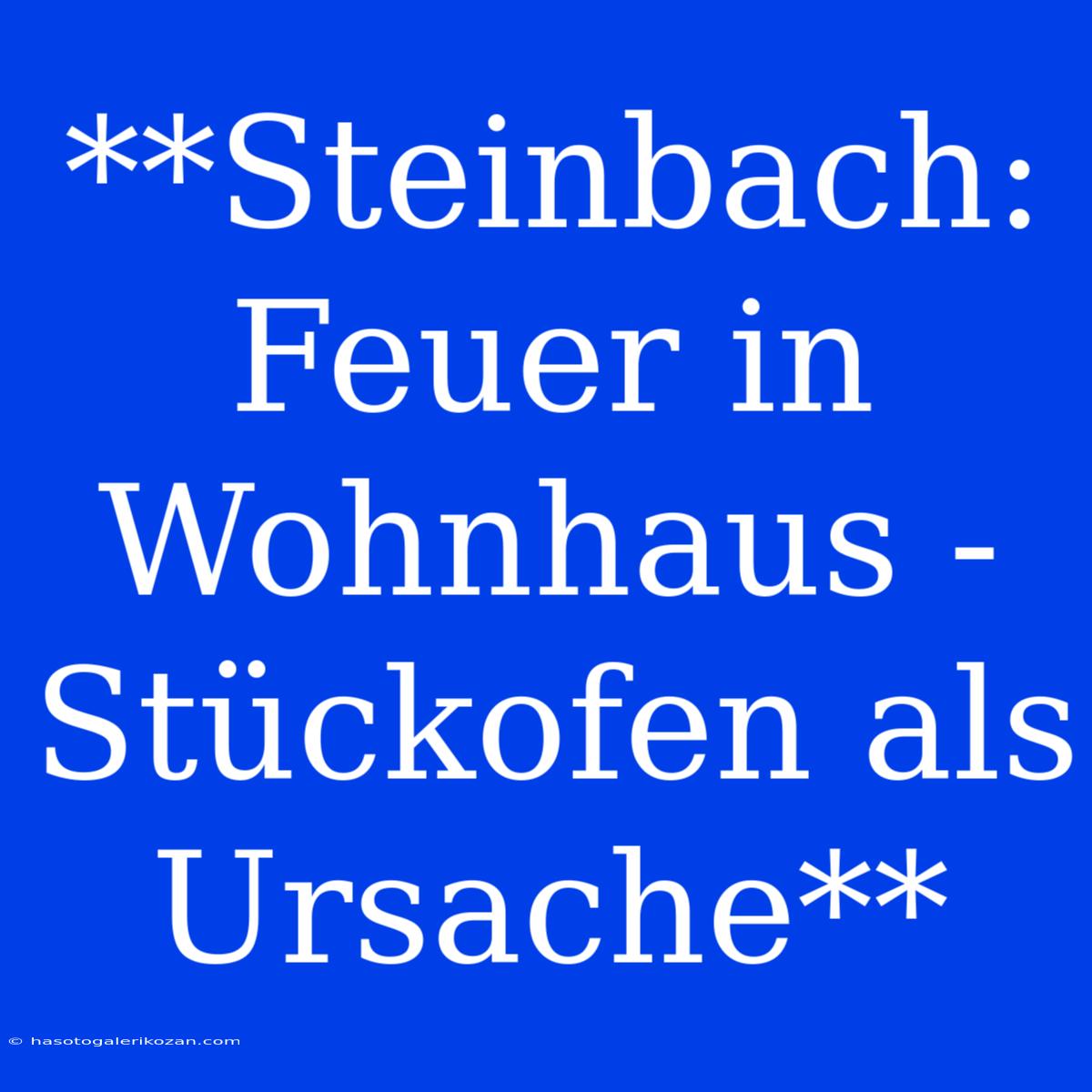 **Steinbach: Feuer In Wohnhaus - Stückofen Als Ursache**