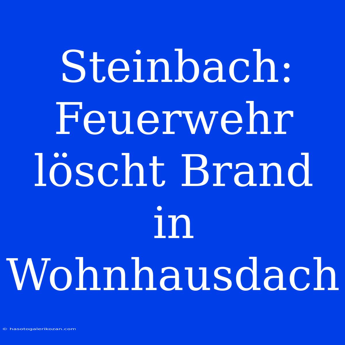 Steinbach: Feuerwehr Löscht Brand In Wohnhausdach