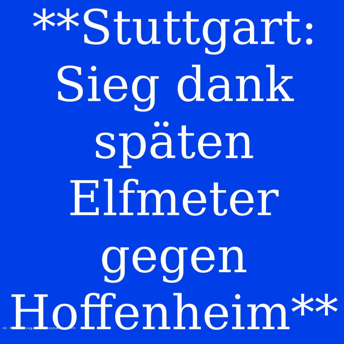 **Stuttgart: Sieg Dank Späten Elfmeter Gegen Hoffenheim**