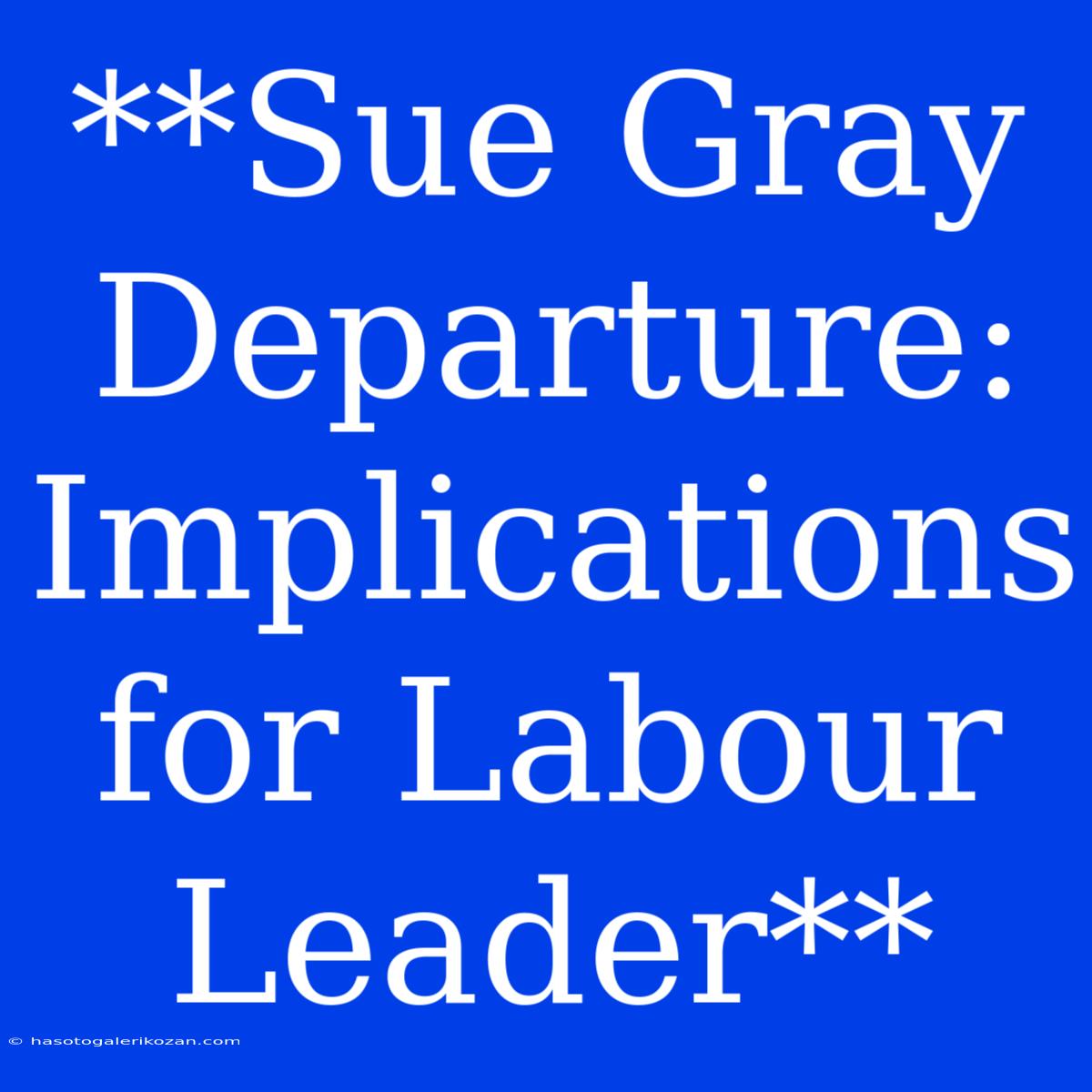 **Sue Gray Departure: Implications For Labour Leader**