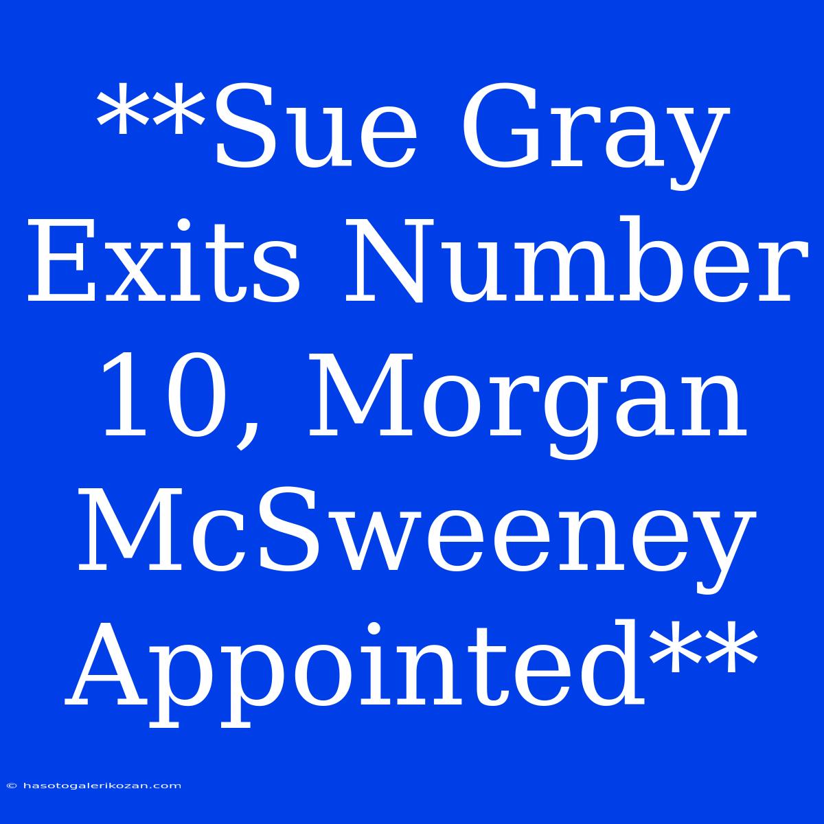 **Sue Gray Exits Number 10, Morgan McSweeney Appointed**