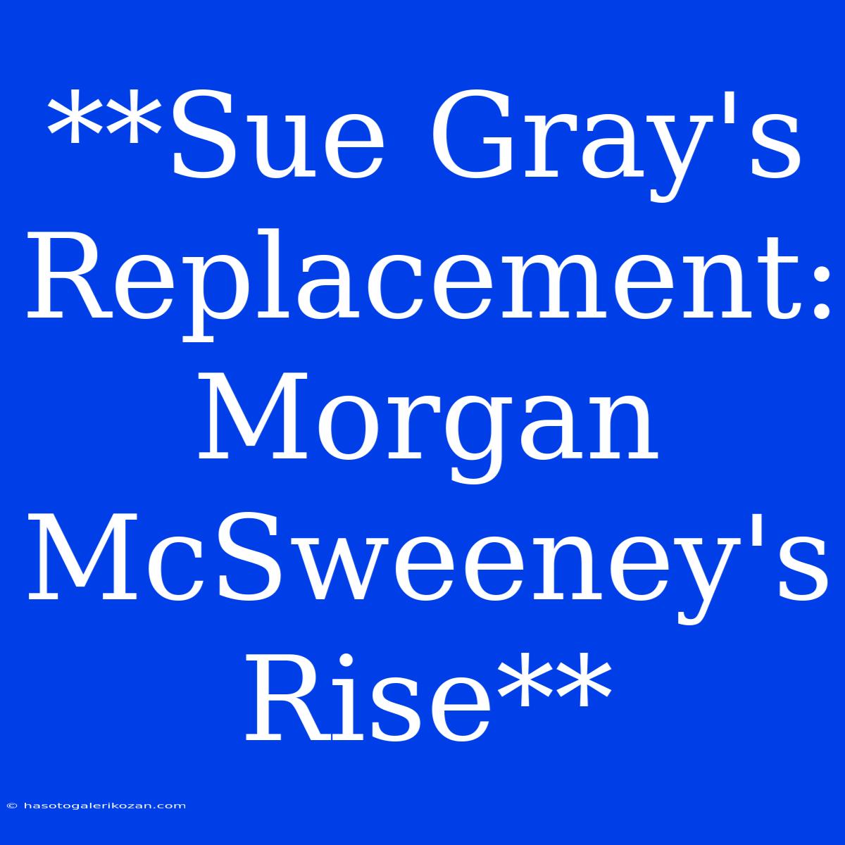 **Sue Gray's Replacement: Morgan McSweeney's Rise**