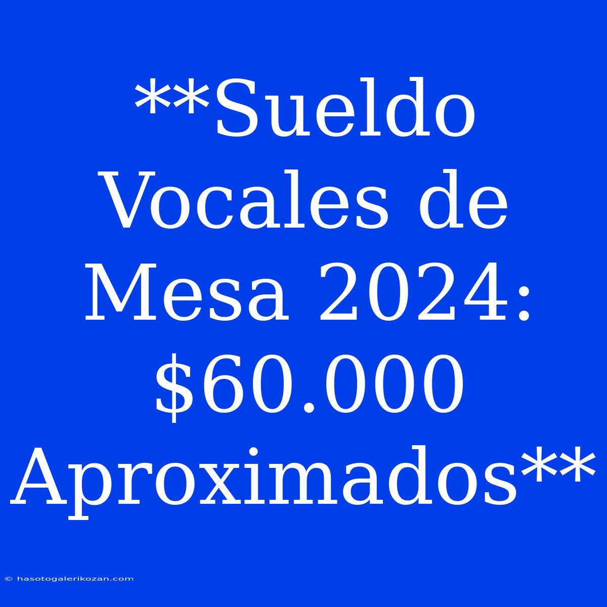 **Sueldo Vocales De Mesa 2024: $60.000 Aproximados**