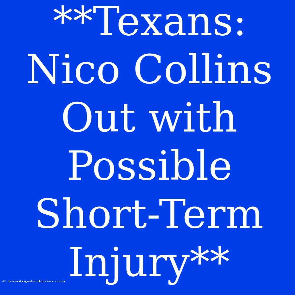 **Texans: Nico Collins Out With Possible Short-Term Injury** 