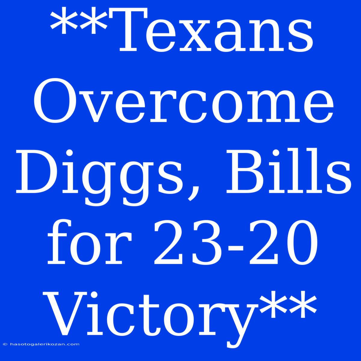 **Texans Overcome Diggs, Bills For 23-20 Victory**