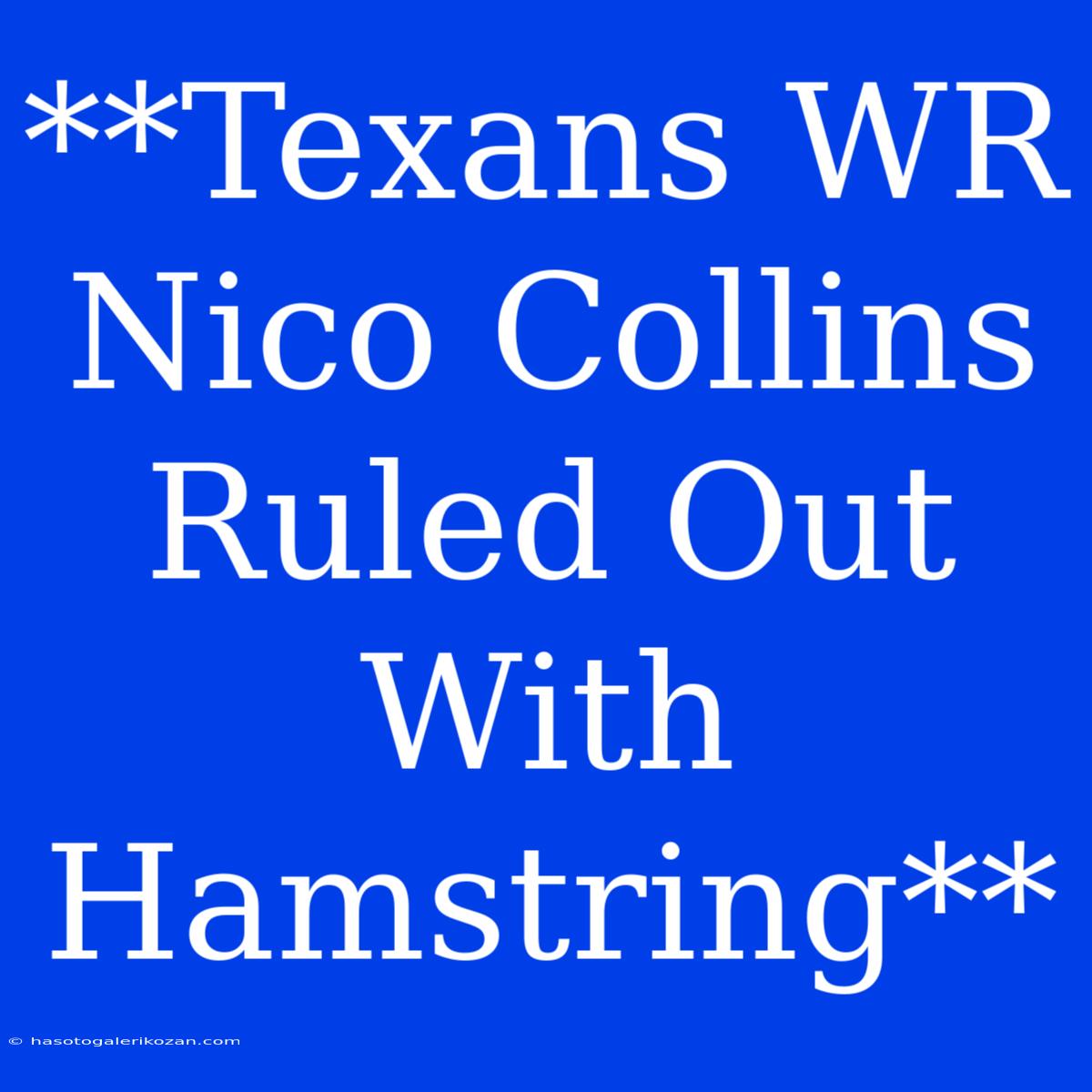 **Texans WR Nico Collins Ruled Out With Hamstring**