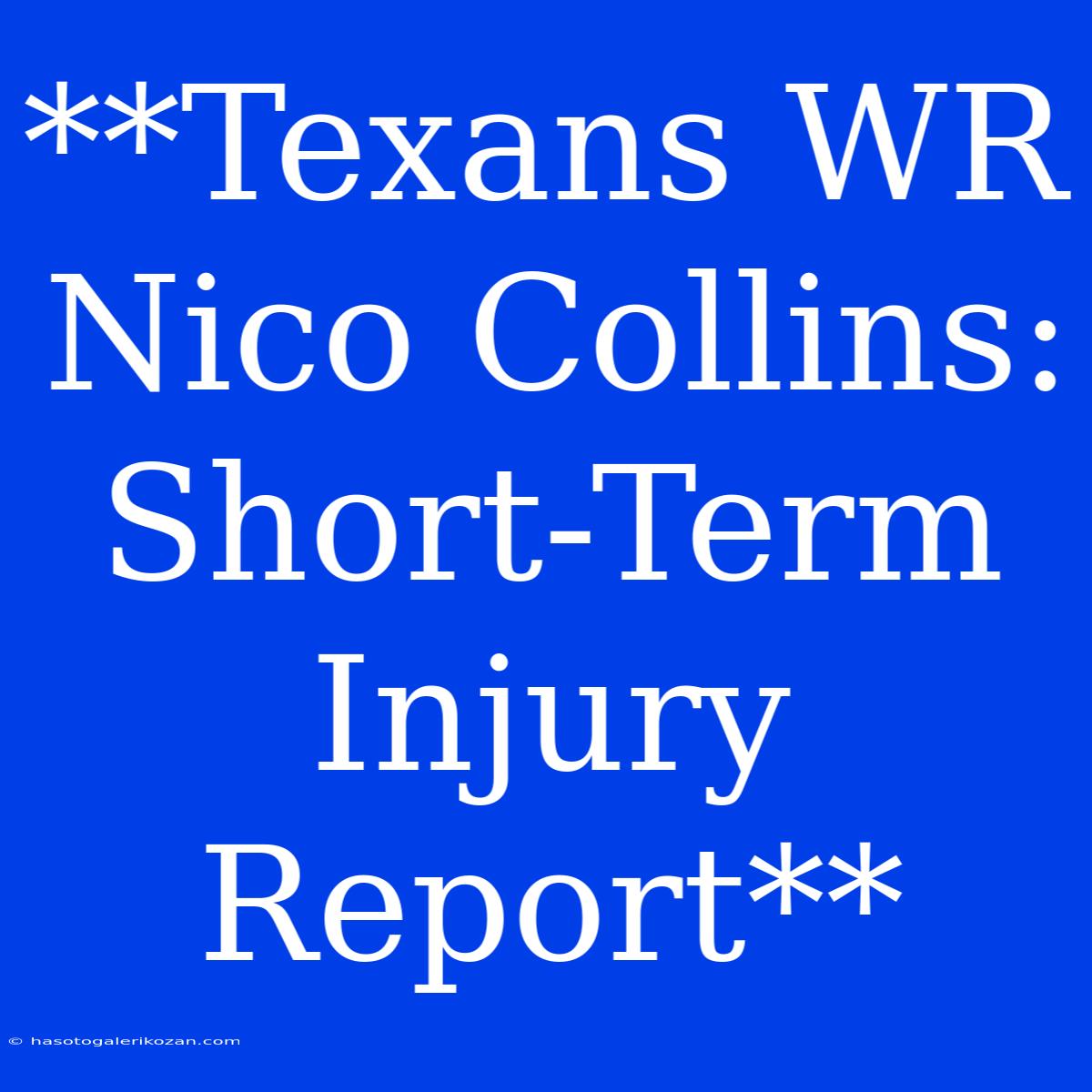 **Texans WR Nico Collins: Short-Term Injury Report**