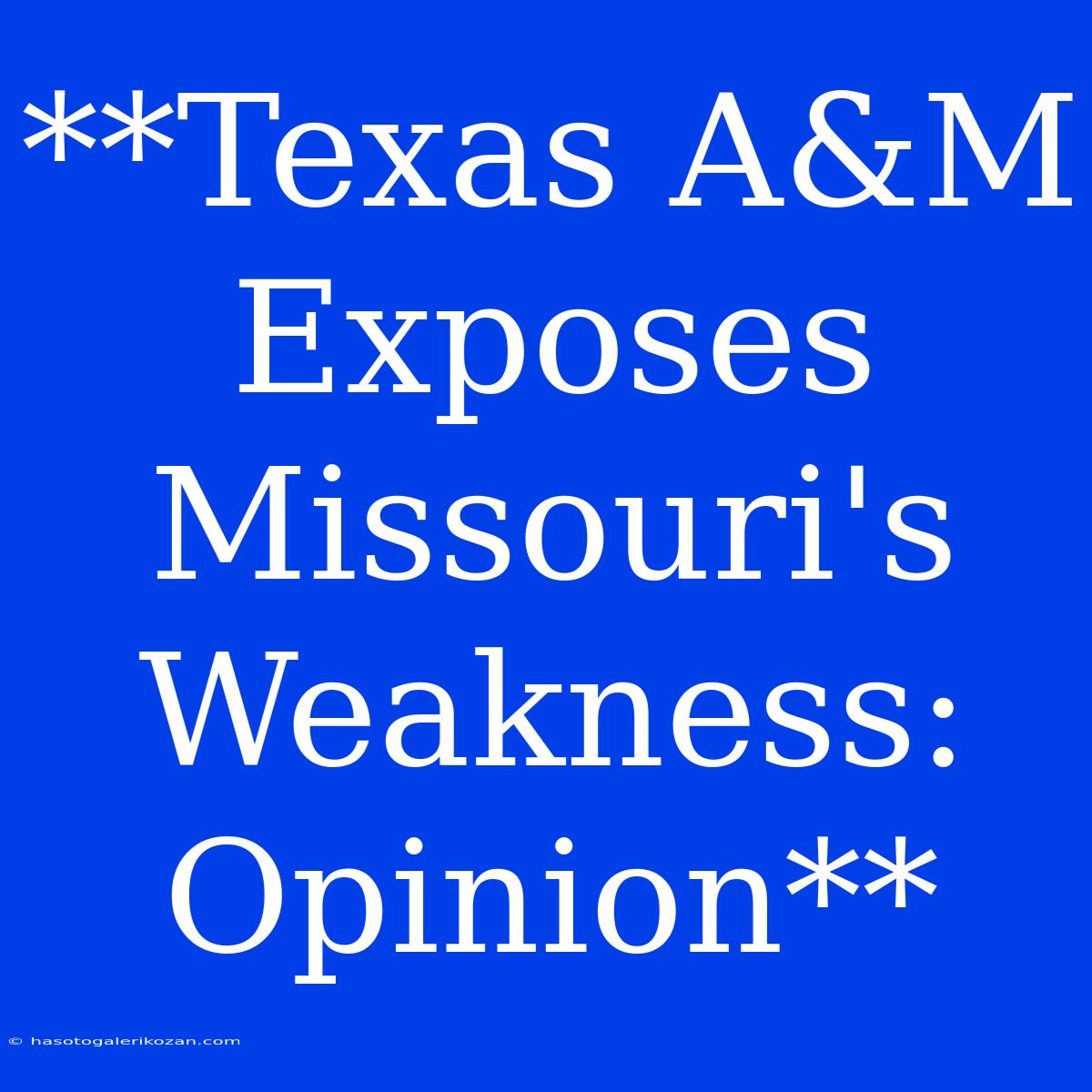 **Texas A&M Exposes Missouri's Weakness: Opinion**