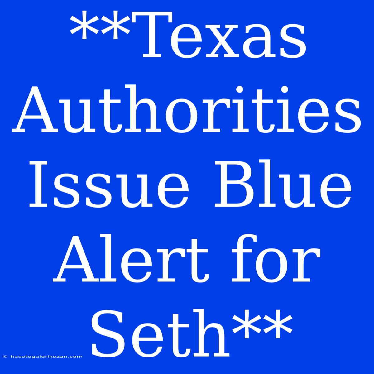 **Texas Authorities Issue Blue Alert For Seth**